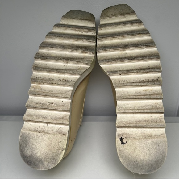 Stella McCartney size 6.5 Beige Faux Leather Elyse Star Platform Lace Up Derby - Picture 11 of 14